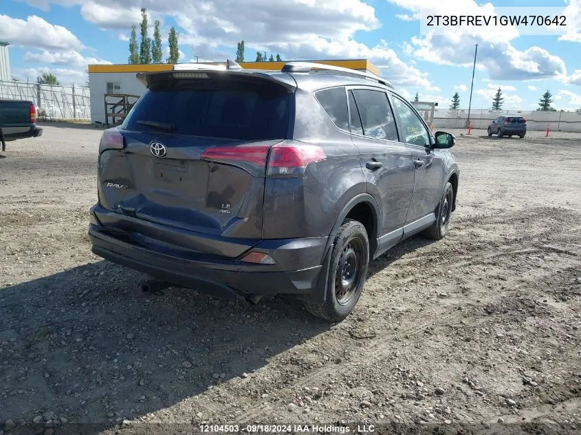 2016 Toyota Rav4 Le VIN: 2T3BFREV1GW470642 Lot: 12104503