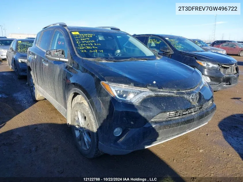 2016 Toyota Rav4 Limited VIN: 2T3DFREV7GW496722 Lot: 12122788