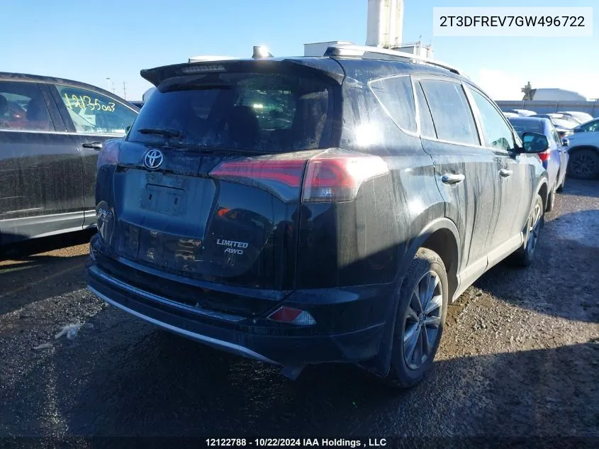 2016 Toyota Rav4 Limited VIN: 2T3DFREV7GW496722 Lot: 12122788