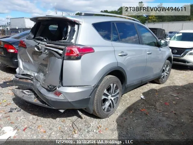 2016 Toyota Rav4 Le VIN: 2T3BFREV0GW494611 Lot: 12129009