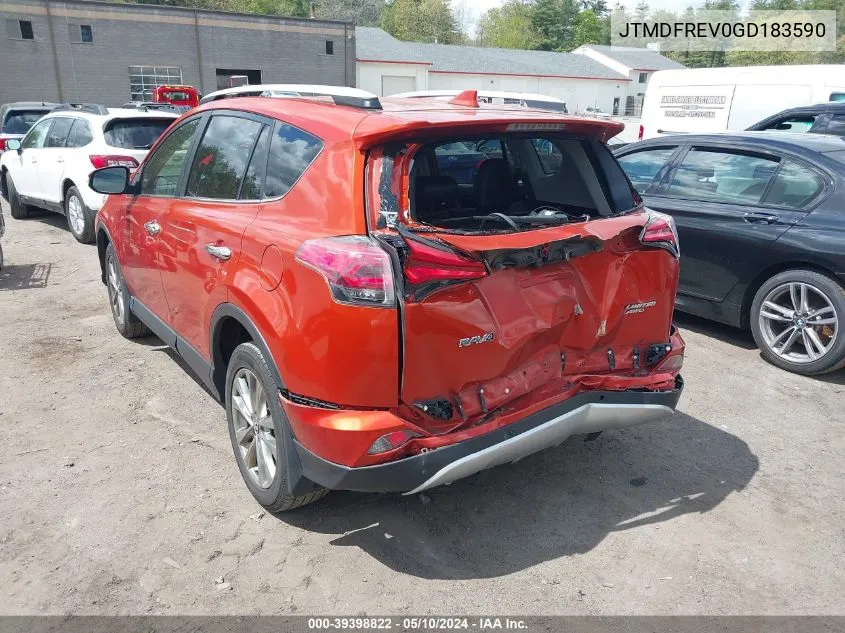 2016 Toyota Rav4 Limited VIN: JTMDFREV0GD183590 Lot: 39398822