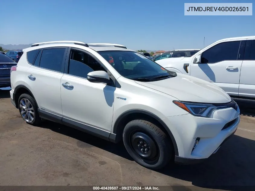 2016 Toyota Rav4 Hybrid Limited VIN: JTMDJREV4GD026501 Lot: 40439507