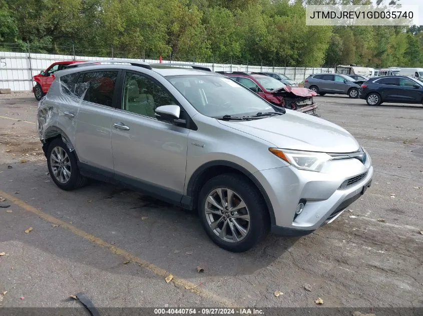 2016 Toyota Rav4 Hybrid Limited VIN: JTMDJREV1GD035740 Lot: 40440754