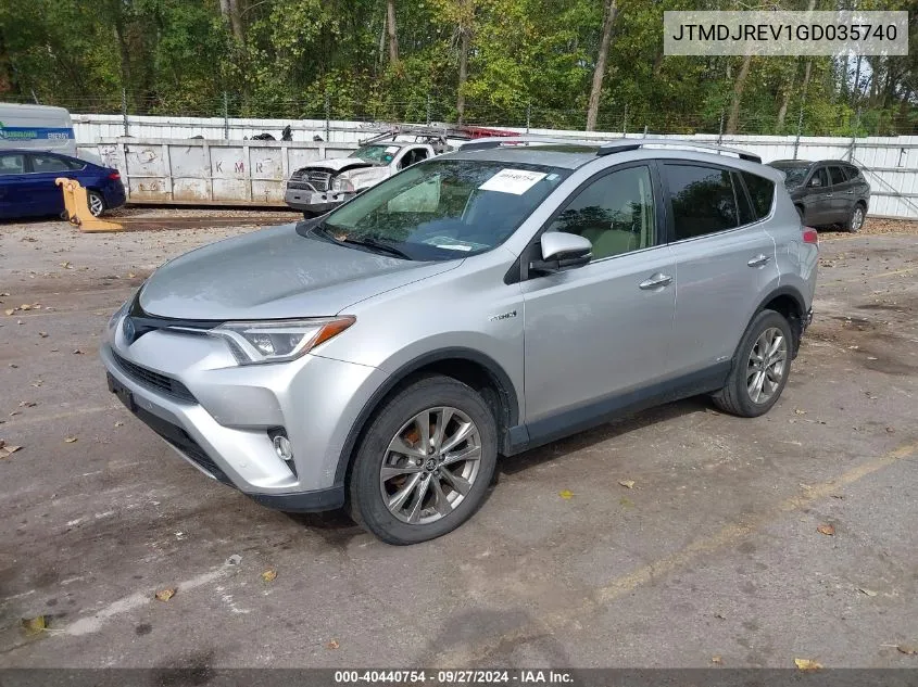 2016 Toyota Rav4 Hybrid Limited VIN: JTMDJREV1GD035740 Lot: 40440754