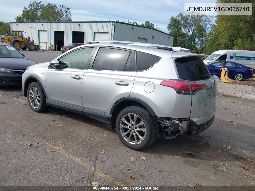 2016 Toyota Rav4 Hybrid Limited VIN: JTMDJREV1GD035740 Lot: 40440754