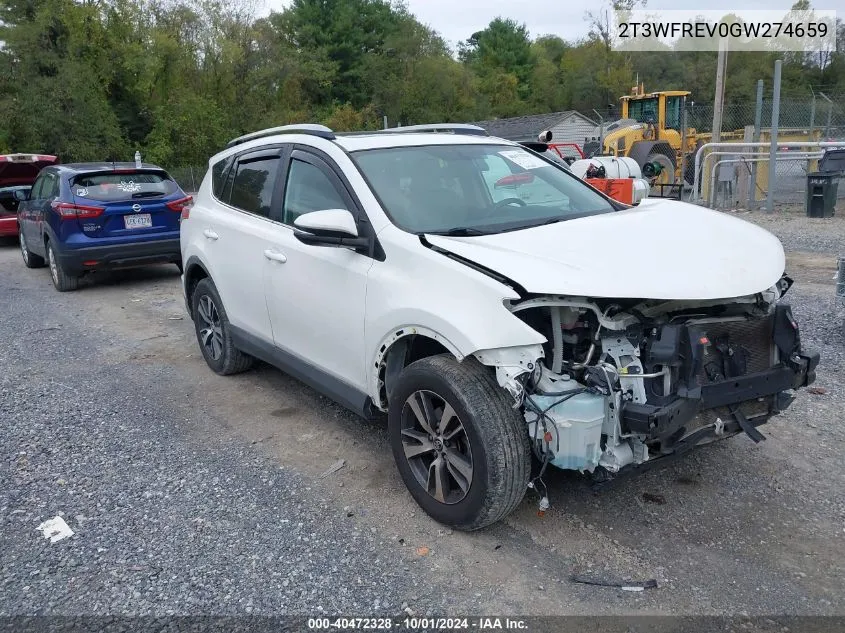 2016 Toyota Rav4 Xle VIN: 2T3WFREV0GW274659 Lot: 40472328