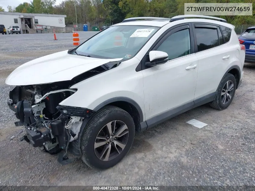 2016 Toyota Rav4 Xle VIN: 2T3WFREV0GW274659 Lot: 40472328