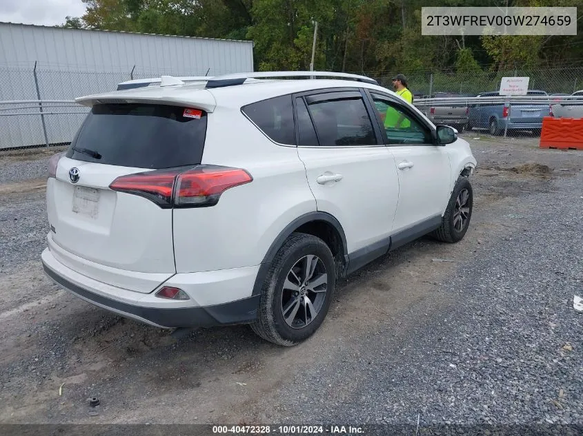 2016 Toyota Rav4 Xle VIN: 2T3WFREV0GW274659 Lot: 40472328