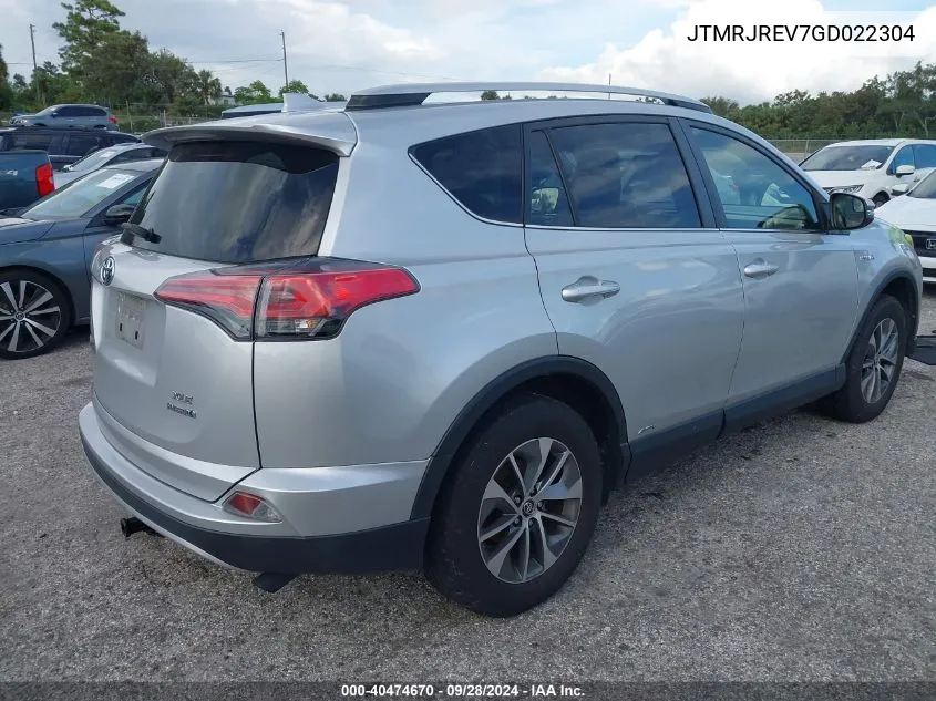 2016 Toyota Rav4 Hybrid Xle VIN: JTMRJREV7GD022304 Lot: 40474670