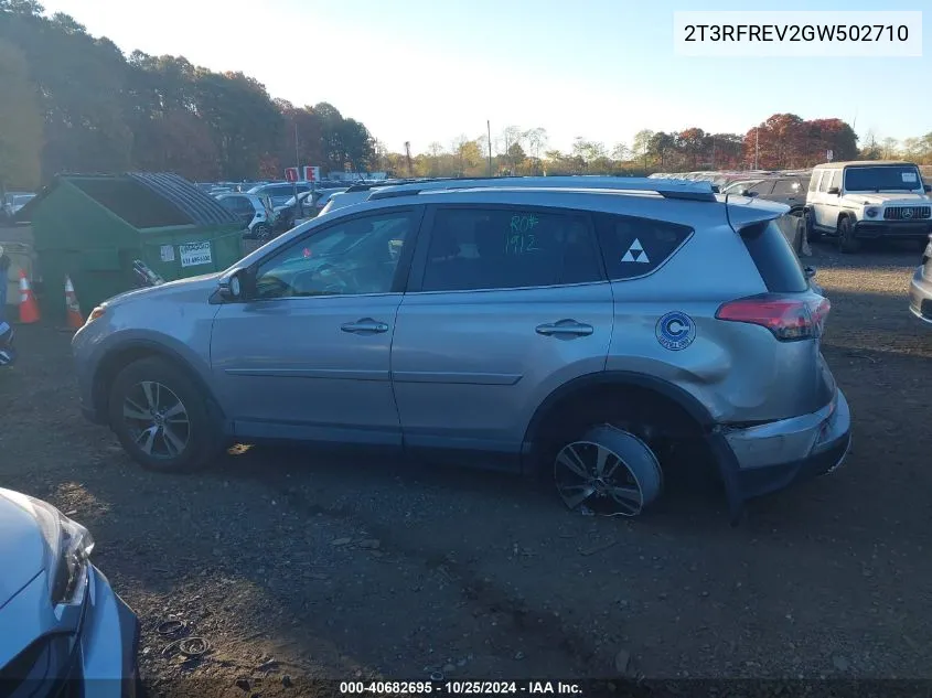 2016 Toyota Rav4 Xle VIN: 2T3RFREV2GW502710 Lot: 40682695