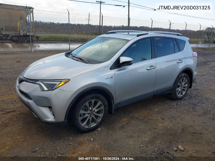 2016 Toyota Rav4 Hybrid Limited VIN: JTMDJREV2GD031325 Lot: 40717051