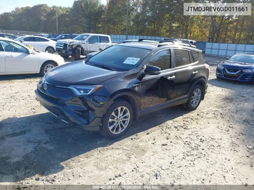 2016 Toyota Rav4 Hybrid Limited VIN: JTMDJREV6GD011661 Lot: 40728335