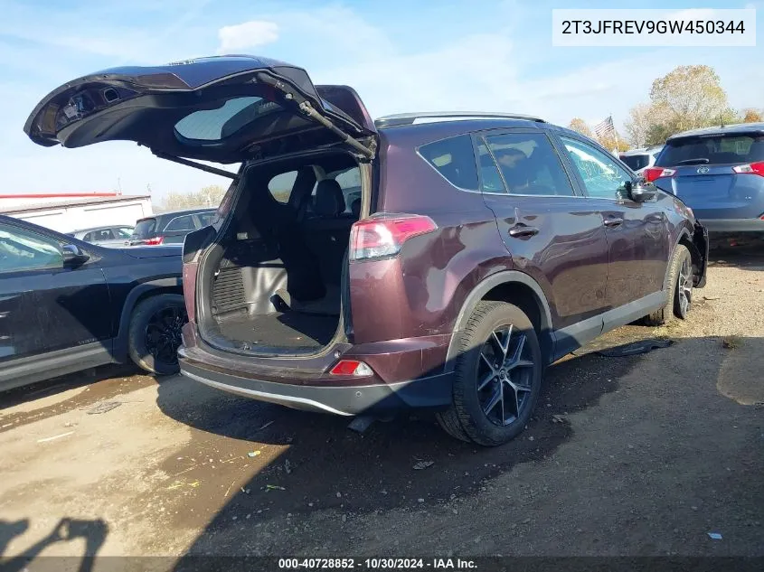 2016 Toyota Rav4 Se VIN: 2T3JFREV9GW450344 Lot: 40728852