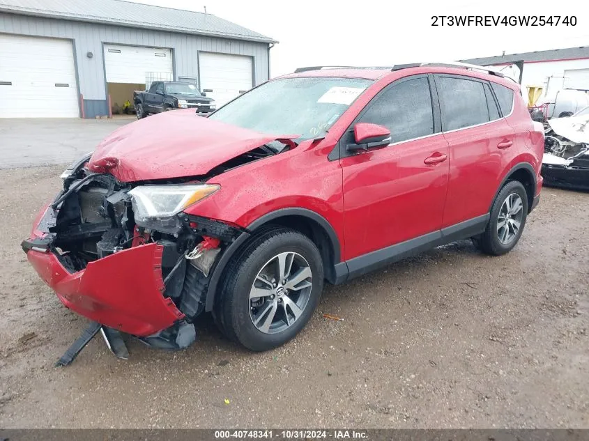 2016 Toyota Rav4 Xle VIN: 2T3WFREV4GW254740 Lot: 40748341