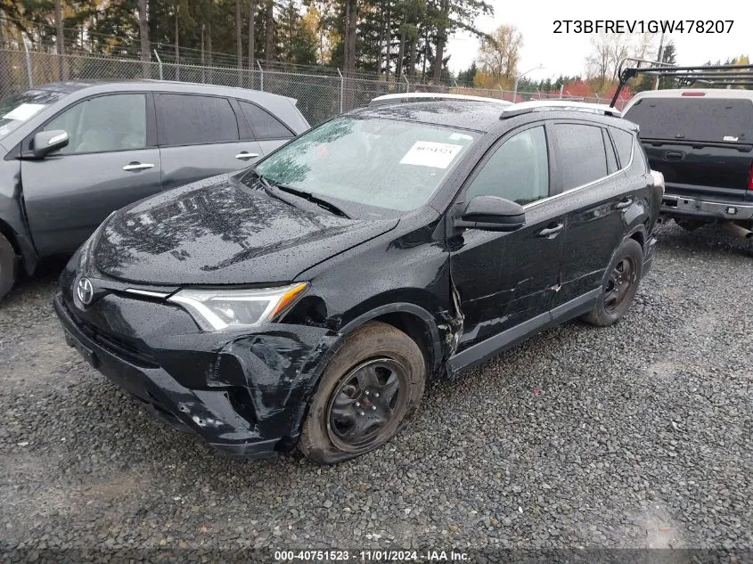 2016 Toyota Rav4 Le VIN: 2T3BFREV1GW478207 Lot: 40751523