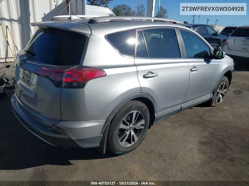 2016 Toyota Rav4 Xle VIN: 2T3WFREVXGW304928 Lot: 40753127