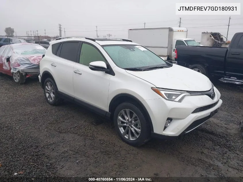 2016 Toyota Rav4 Limited VIN: JTMDFREV7GD180931 Lot: 40760854