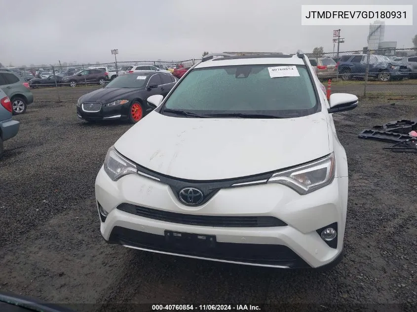 2016 Toyota Rav4 Limited VIN: JTMDFREV7GD180931 Lot: 40760854