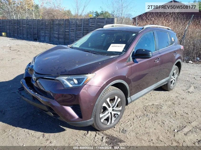 2016 Toyota Rav4 Le VIN: 2T3BFREV5GW508177 Lot: 40805032