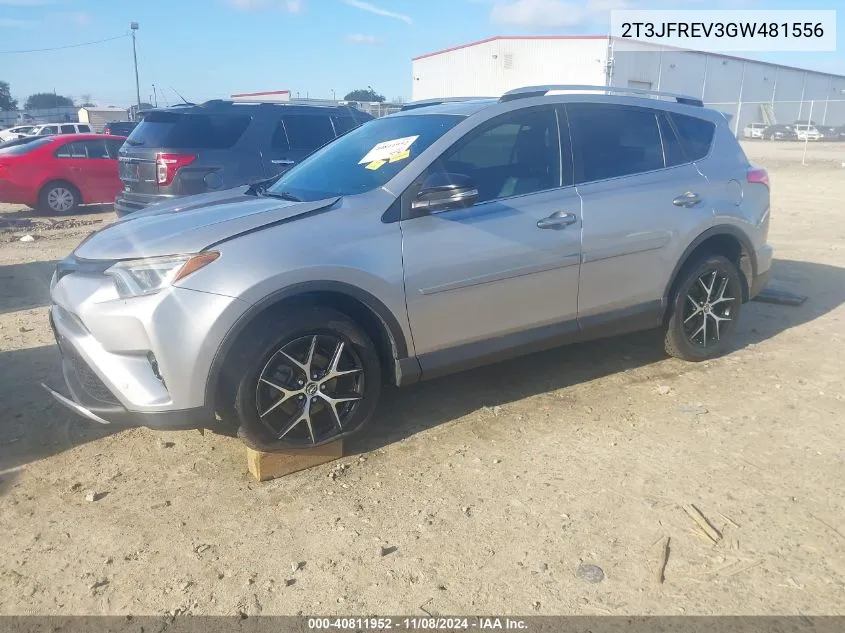 2016 Toyota Rav4 Se VIN: 2T3JFREV3GW481556 Lot: 40811952