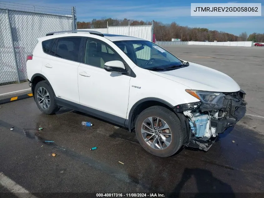 2016 Toyota Rav4 Hybrid Xle VIN: JTMRJREV2GD058062 Lot: 40817316