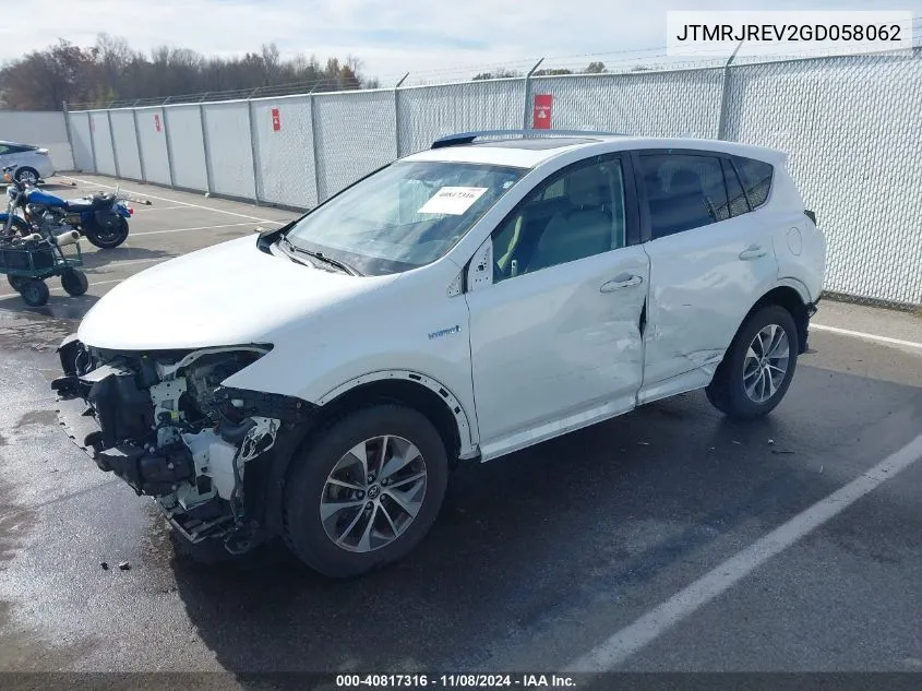 2016 Toyota Rav4 Hybrid Xle VIN: JTMRJREV2GD058062 Lot: 40817316