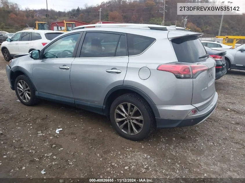 2016 Toyota Rav4 Limited VIN: 2T3DFREVXGW535142 Lot: 40826655