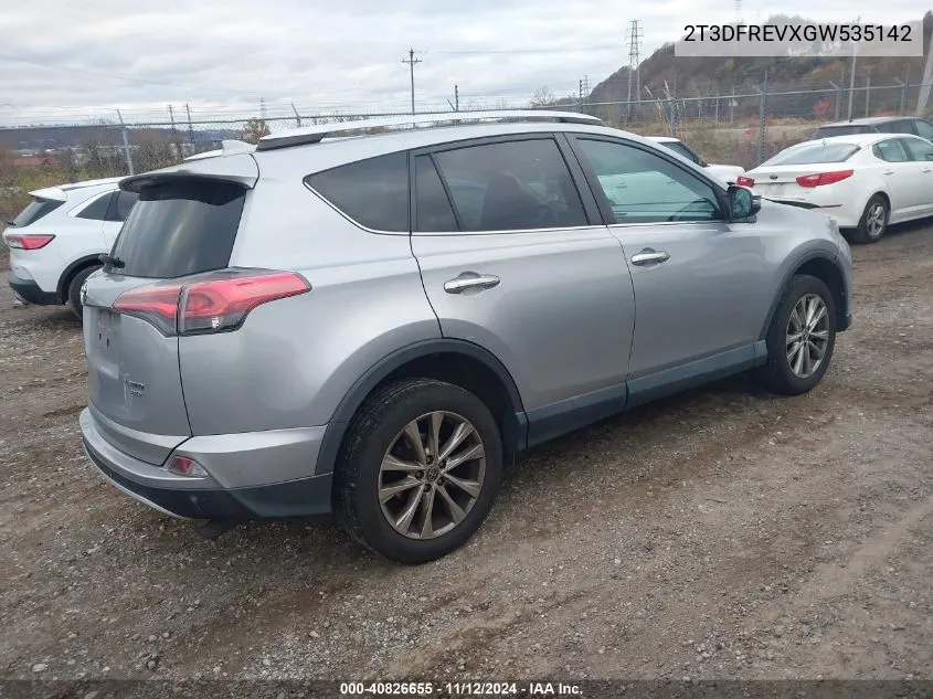 2016 Toyota Rav4 Limited VIN: 2T3DFREVXGW535142 Lot: 40826655