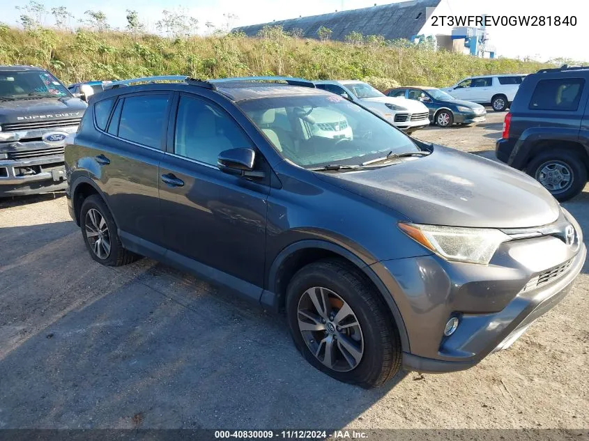 2016 Toyota Rav4 Xle VIN: 2T3WFREV0GW281840 Lot: 40830009