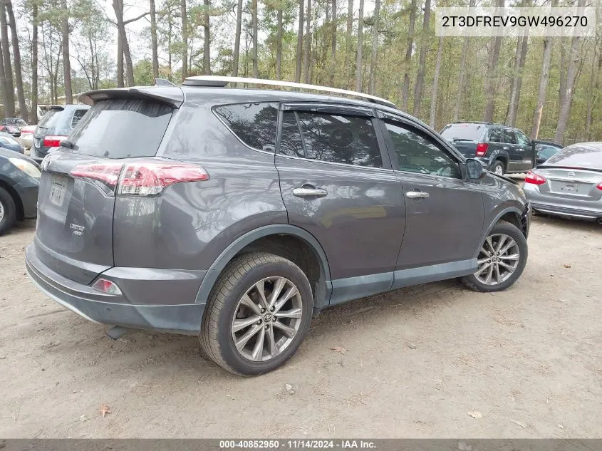 2016 Toyota Rav4 Limited VIN: 2T3DFREV9GW496270 Lot: 40852950