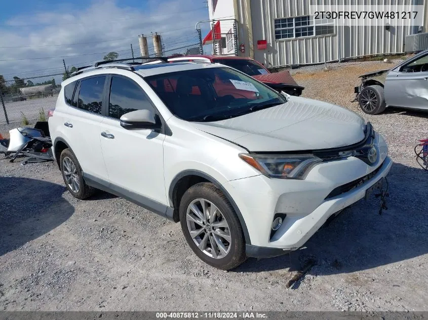 2016 Toyota Rav4 Limited VIN: 2T3DFREV7GW481217 Lot: 40875812