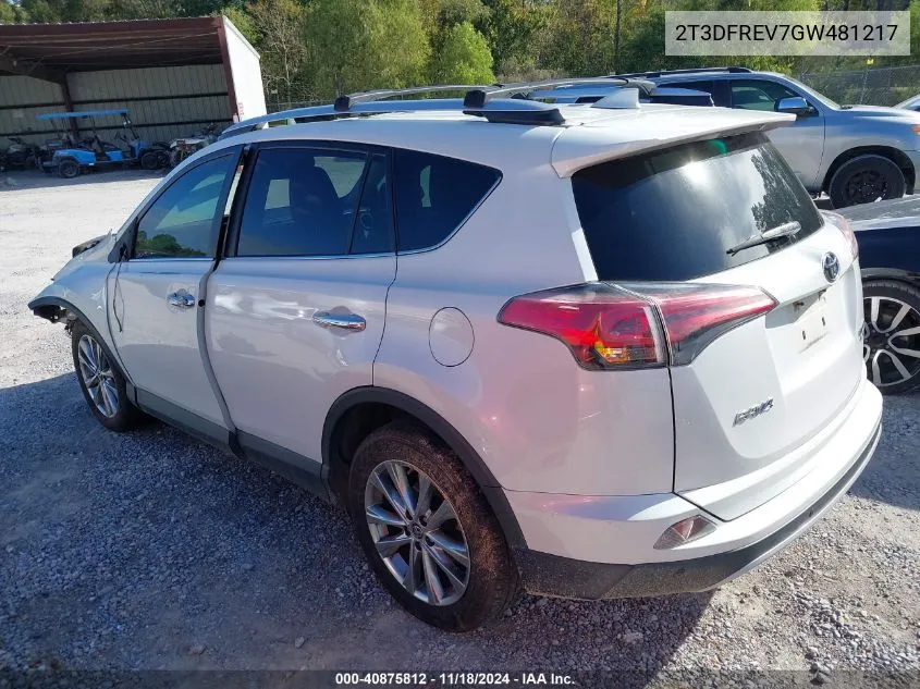 2016 Toyota Rav4 Limited VIN: 2T3DFREV7GW481217 Lot: 40875812