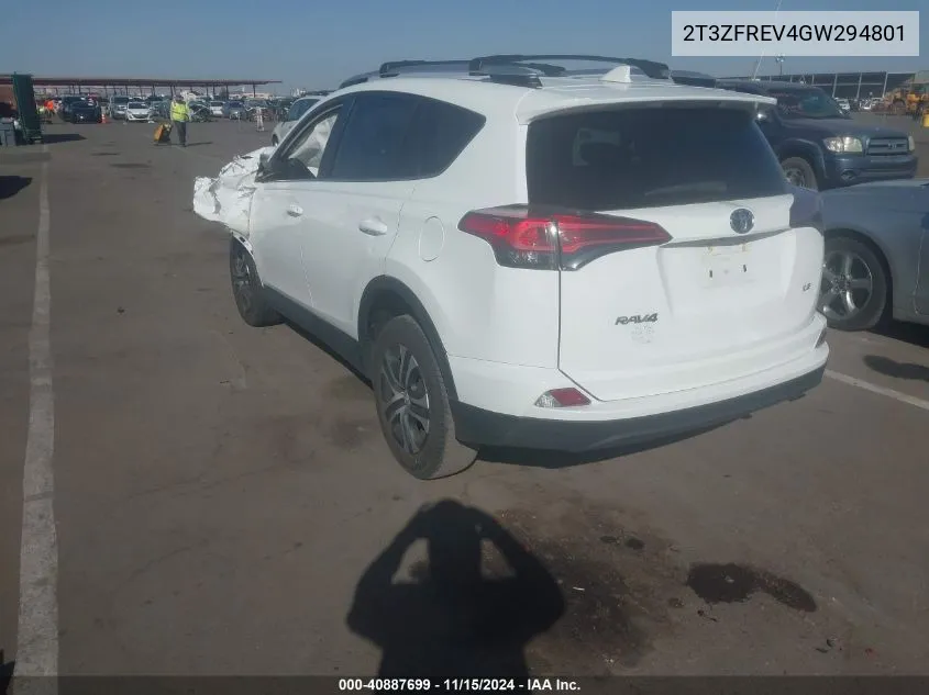 2016 Toyota Rav4 Le VIN: 2T3ZFREV4GW294801 Lot: 40887699