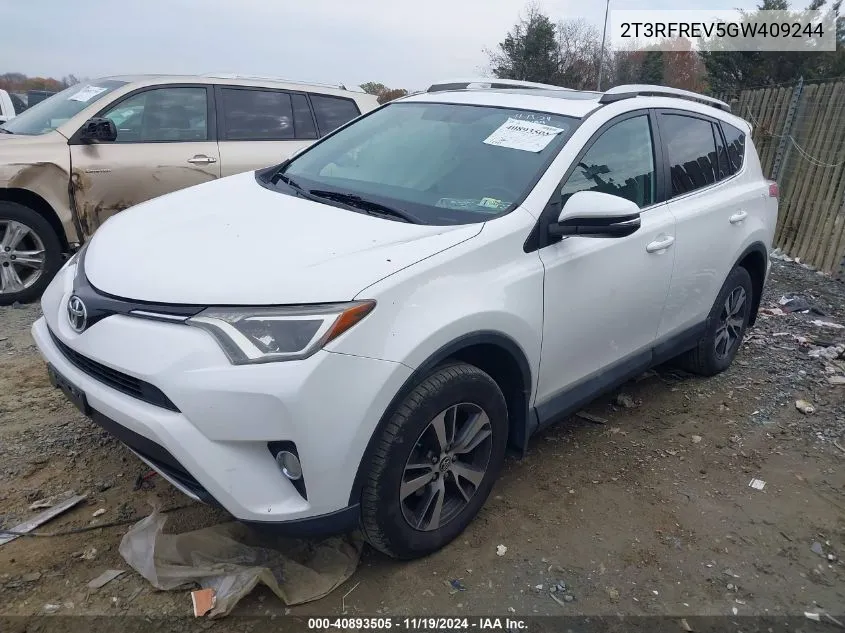 2016 Toyota Rav4 Xle VIN: 2T3RFREV5GW409244 Lot: 40893505