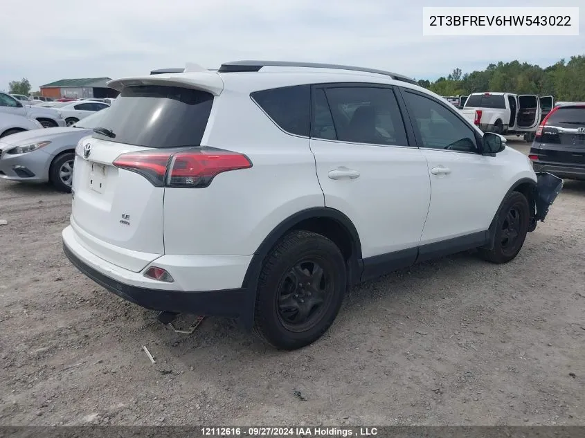 2017 Toyota Rav4 Le VIN: 2T3BFREV6HW543022 Lot: 12112616