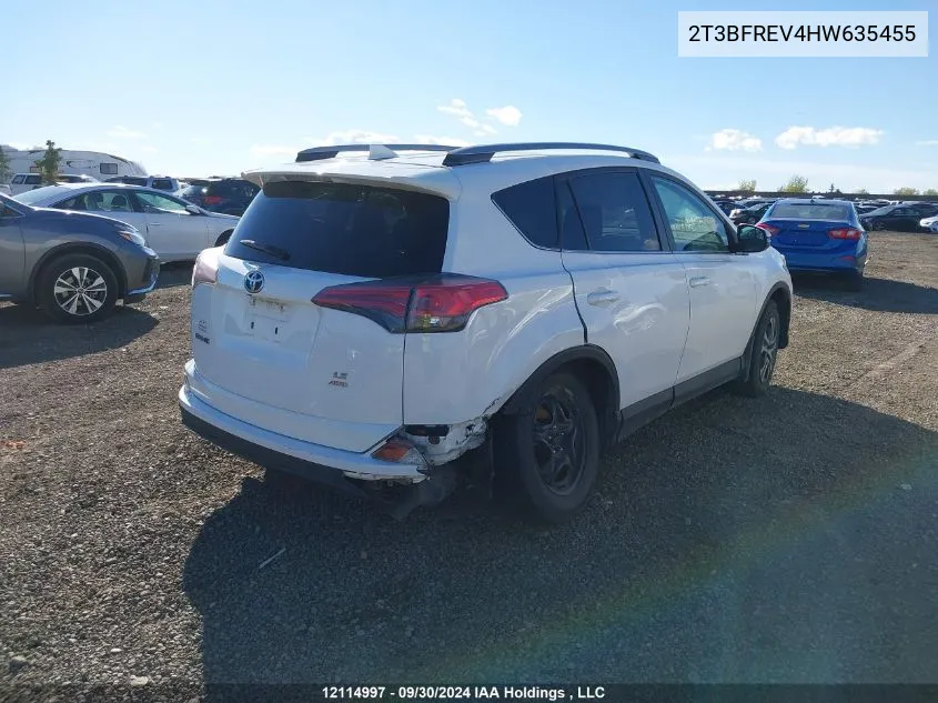 2017 Toyota Rav4 Le VIN: 2T3BFREV4HW635455 Lot: 12114997