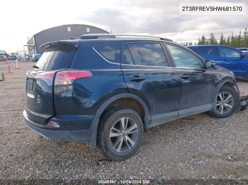 2017 Toyota Rav4 Xle VIN: 2T3RFREV5HW681570 Lot: 30048367