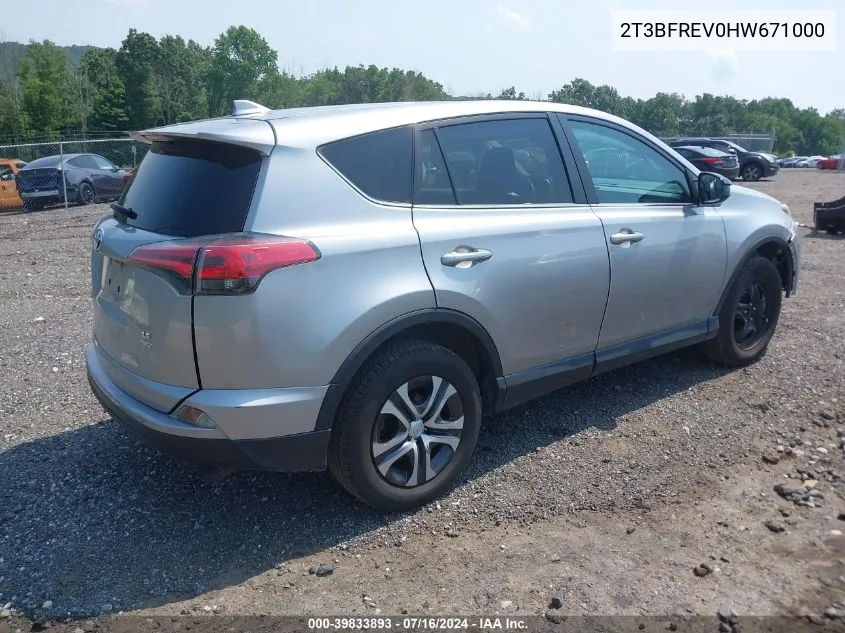 2017 Toyota Rav4 Le VIN: 2T3BFREV0HW671000 Lot: 39833893