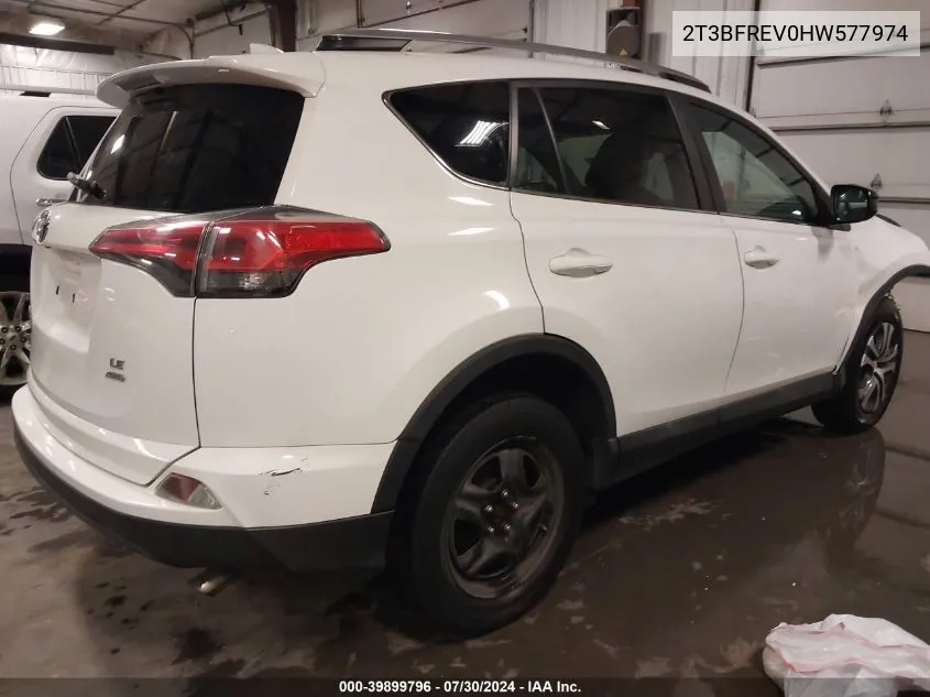 2017 Toyota Rav4 Le VIN: 2T3BFREV0HW577974 Lot: 39899796