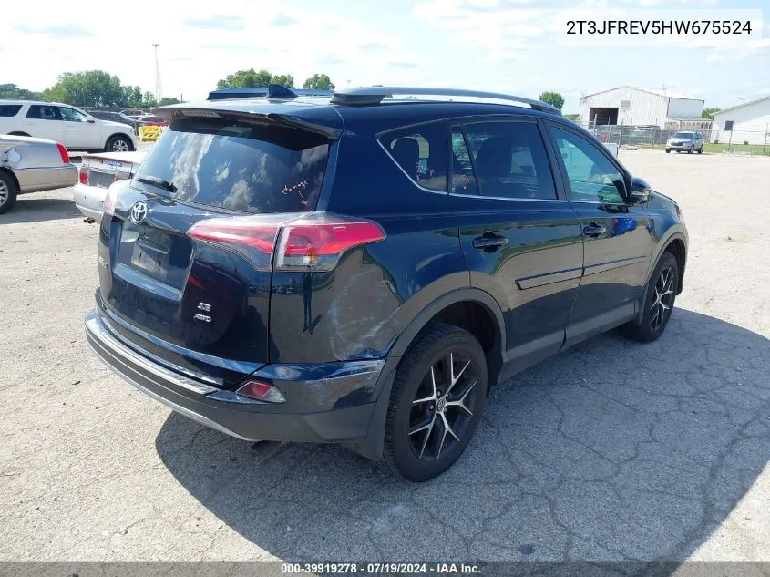 2017 Toyota Rav4 Se VIN: 2T3JFREV5HW675524 Lot: 39919278