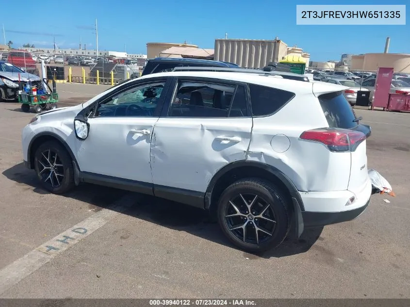 2017 Toyota Rav4 Se VIN: 2T3JFREV3HW651335 Lot: 39940122