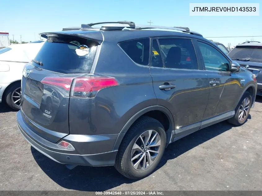 2017 Toyota Rav4 Hybrid Xle VIN: JTMRJREV0HD143533 Lot: 39942548