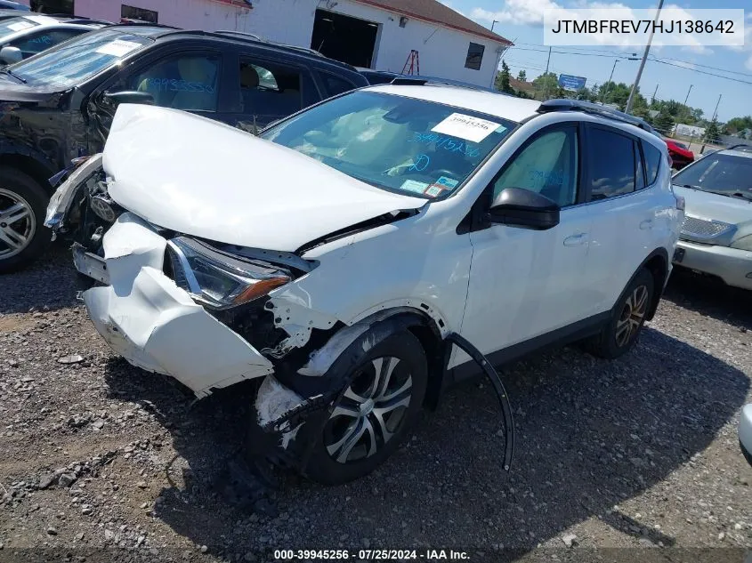 2017 Toyota Rav4 Le VIN: JTMBFREV7HJ138642 Lot: 39945256