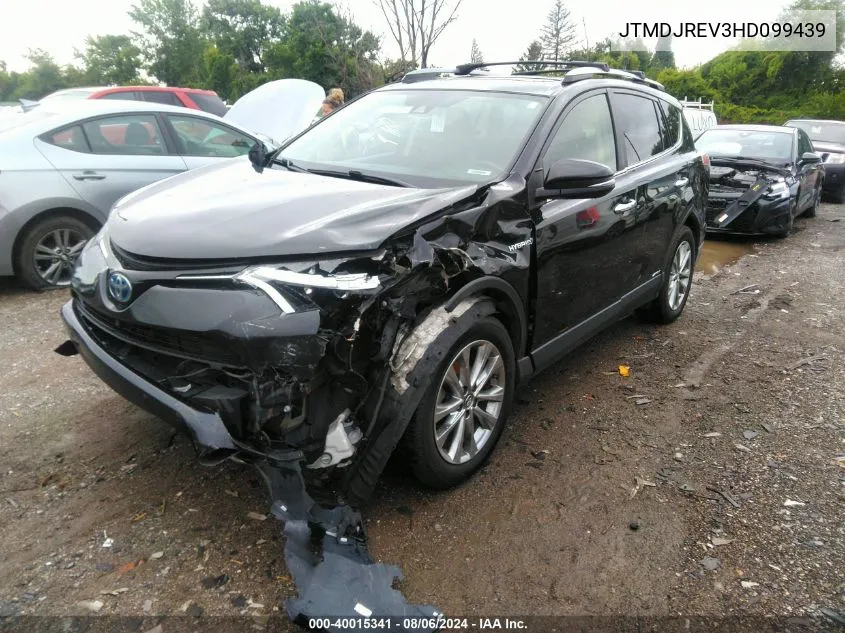 2017 Toyota Rav4 Hybrid Limited VIN: JTMDJREV3HD099439 Lot: 40015341