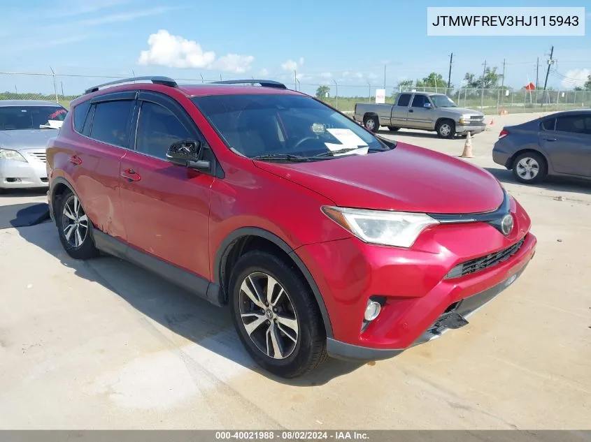 JTMWFREV3HJ115943 2017 Toyota Rav4 Xle