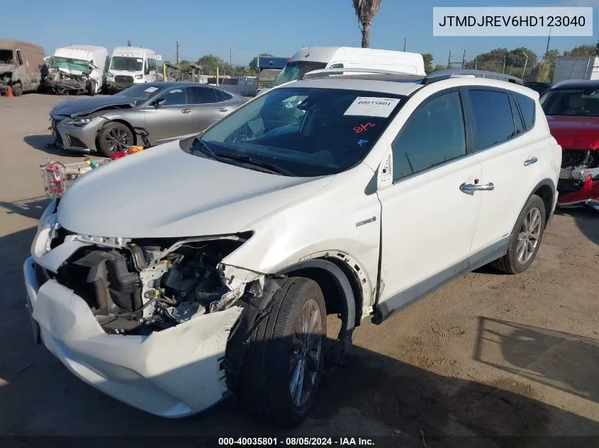 2017 Toyota Rav4 Hybrid Limited VIN: JTMDJREV6HD123040 Lot: 40035801