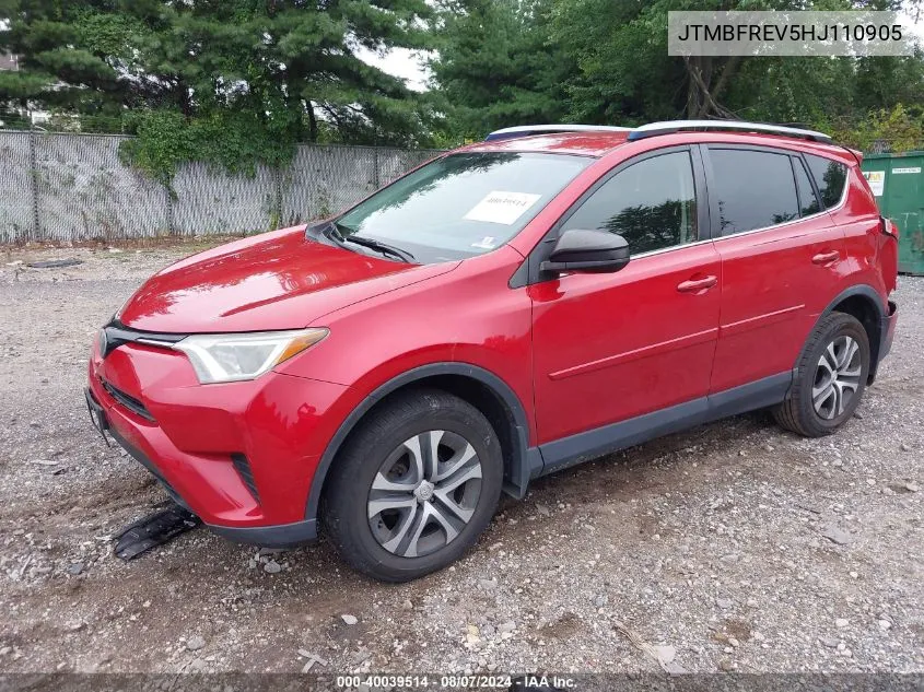 2017 Toyota Rav4 Le VIN: JTMBFREV5HJ110905 Lot: 40039514