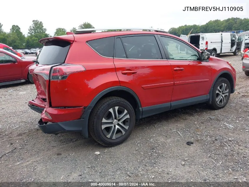 2017 Toyota Rav4 Le VIN: JTMBFREV5HJ110905 Lot: 40039514