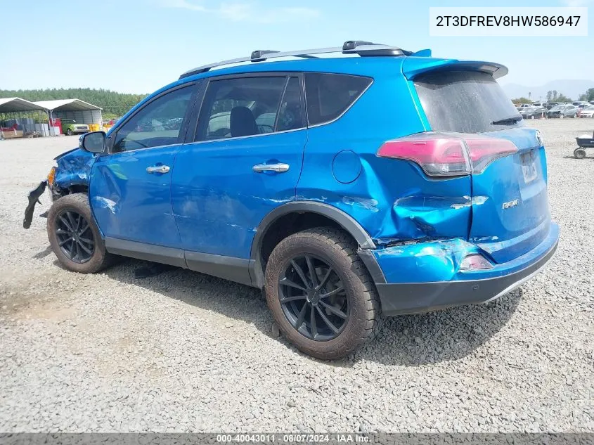 2017 Toyota Rav4 Limited VIN: 2T3DFREV8HW586947 Lot: 40043011