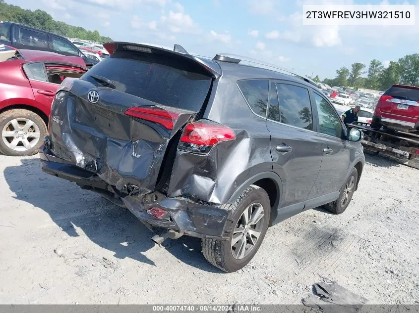 2017 Toyota Rav4 Xle VIN: 2T3WFREV3HW321510 Lot: 40074740